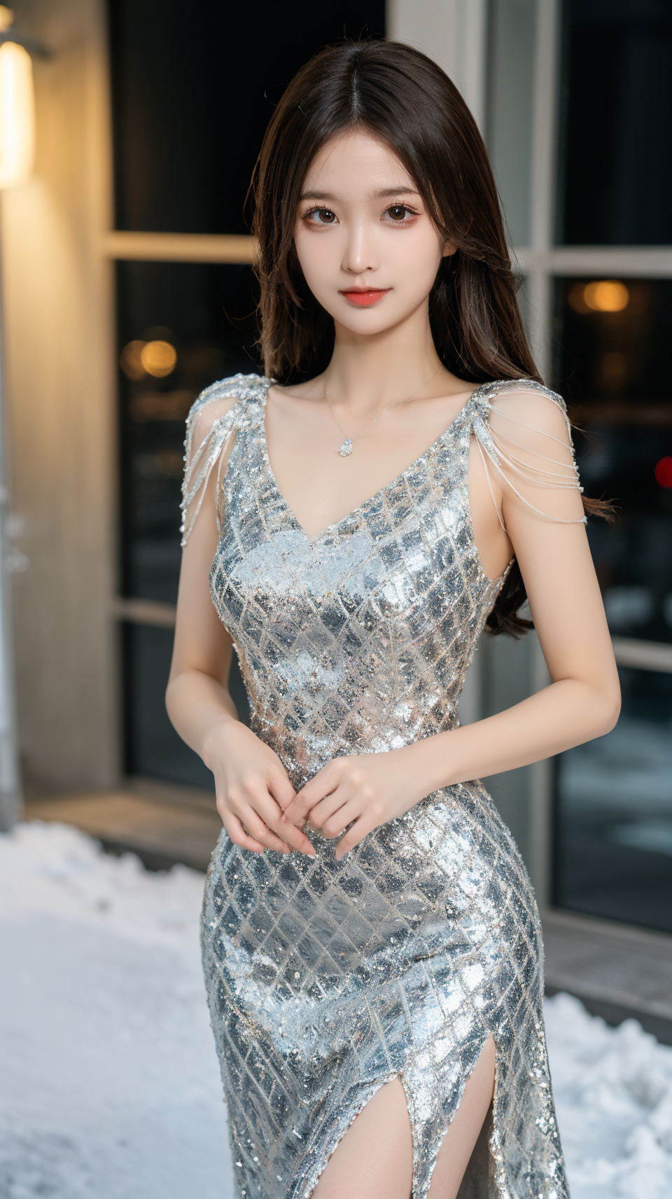 01020-3216204448-best quality,HDR,UHD,8K,Vivid Colors,solo,front mirror,photo_,(medium),cute & girly,(1girl_1.3),(standing_1.3),snowing,(evening_.png